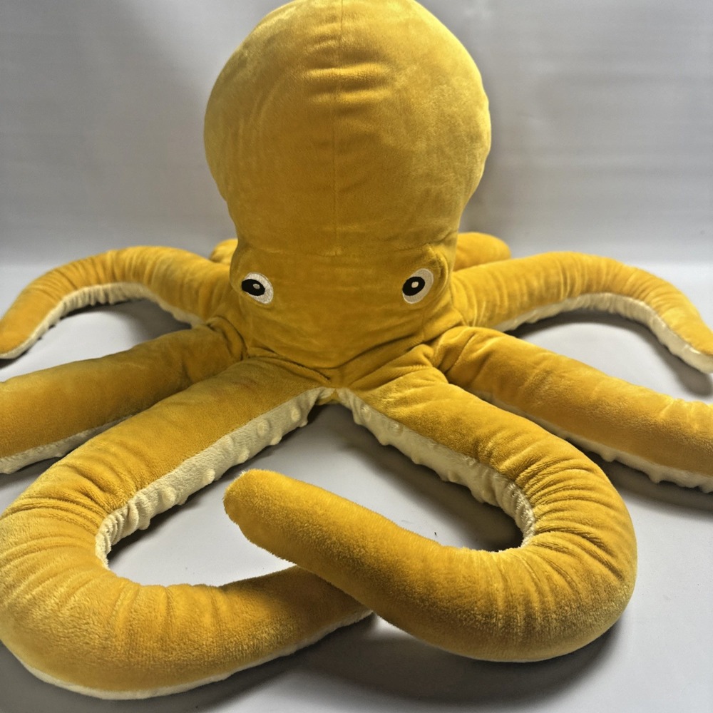 IKEA BLAVINGAD Octopus Plush Large Yellow Sea Life Stuffed Animal Ocean Decor